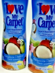 LOT 2 ~ LOVE MY CARPET 2-in-1 Carpet & Room Deodorizer Hawaiian Passion 17 Oz Ea