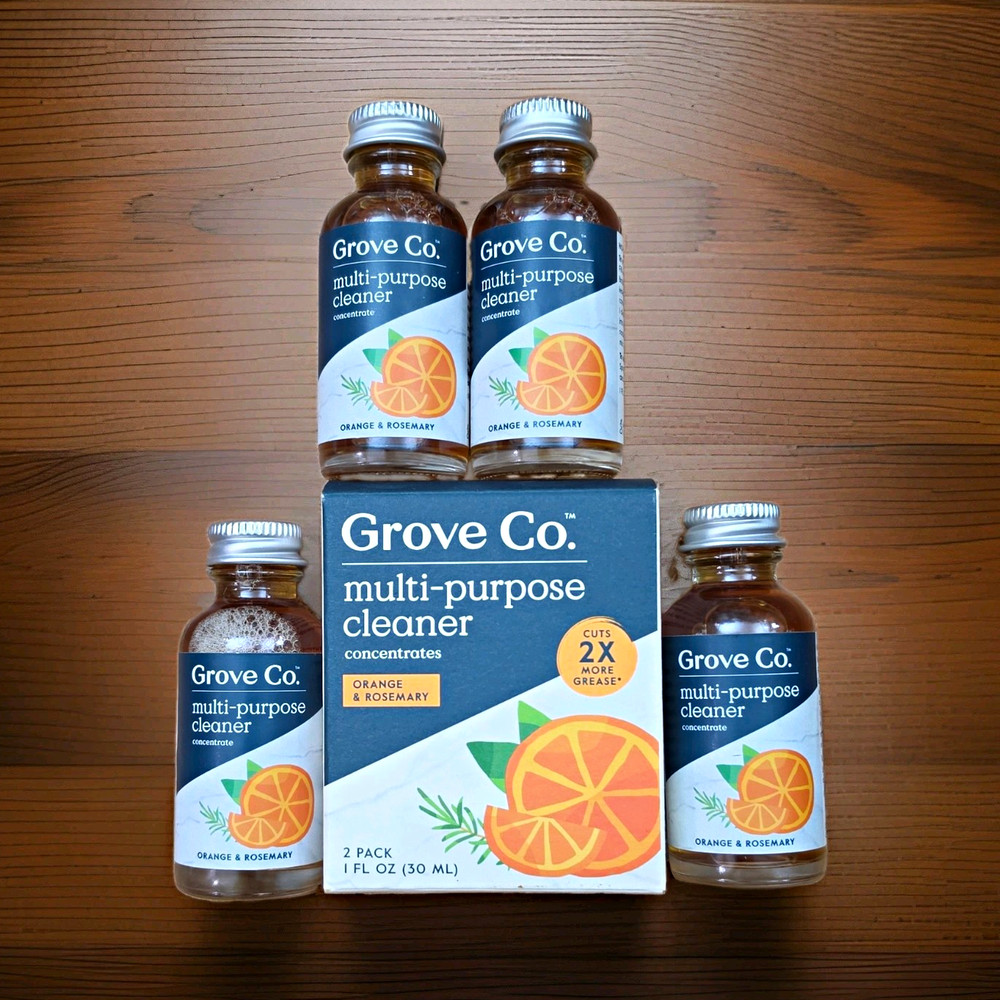 3× Grove Co. Multi-Purpose Cleaner Concentrate Orange & Rosemary 6-Bottles Total