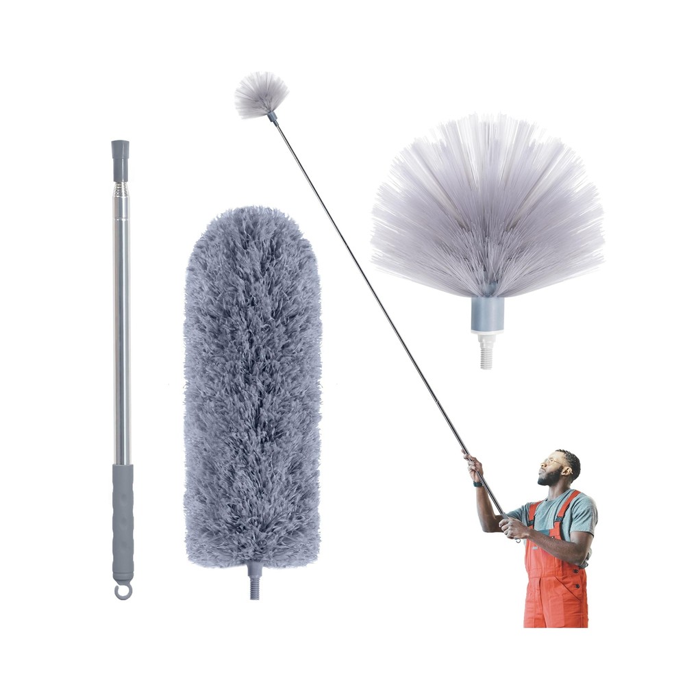 Cobweb Duster with Extension Pole, Spider Web Brush & Ceiling Duster Kit for …