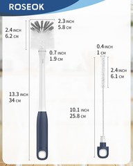 2 in 1 Long Handle Bottle Brush with Straw Brush for Cleaning Glass, Sports B…