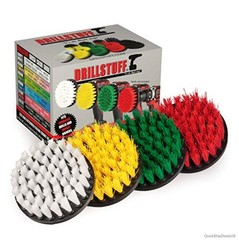 Drill Brush Attachment Power Scrubber 4 Piece 4 Inch Nylon Bristles Soft Medium