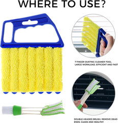 4Pcs Window Venetian Blind Cleaner Duster Tool,Washable 7 Fingers Dusting Cleane