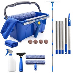 Window Cleaning Kit with Extendable Long Handle, Professional Window Squeegee…
