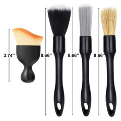 4 PCS Car Detailing Brush Set for Cleaning Interior or Exterior, Boars Bristl…