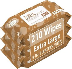 Air Jungles 3in1 Leather Cleaner Wipes 70 Count (Pack of 3) 210 Sheets