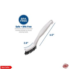 Flo-Pac Grout Brush with Nylon Bristles, Scrubber with Handle for Bathroom an…