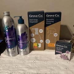 Lot Of 2 Grove Cleaning Bottles, 2 Dish Soaps & Concentrate Tub & Tile Cleaners