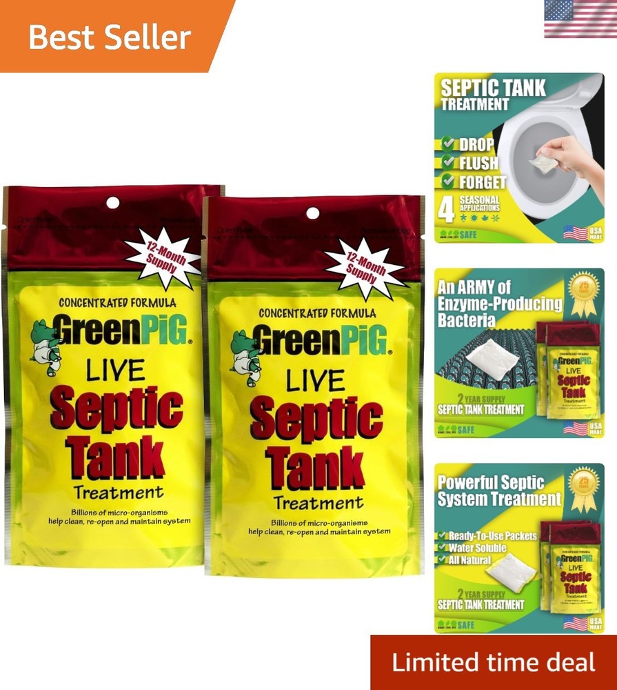 8 Easy Drop-In Septic Treatment Packets – 2- Enzyme Supply for Homeowners
