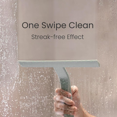 Justhang Shower Squeegee for Glass Doors, All-One-Piece Silicone with Built-In H