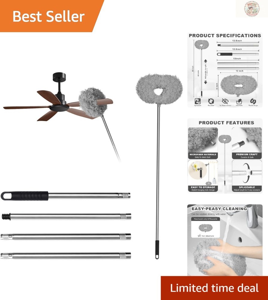 Effortless Ceiling Fan Cleaner with Extendable Microfiber Tool – Easy Storage!