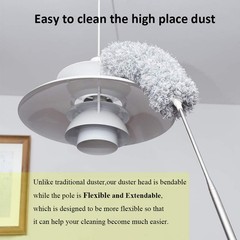 Microfiber Feather Duster Extendable Duster with 100 inches Extra Long Pole, …
