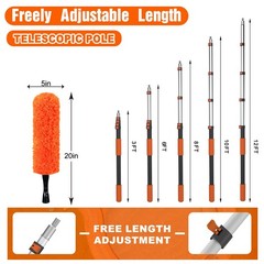 20FT Reach High Ceiling Duster Kit, Window Cleaning kit with 3-12FT Extension…