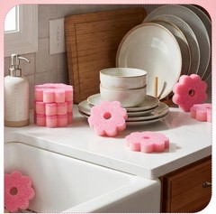 12 Pack Spring Flower Kitchen Sponges Bulk 3.15 x 4.7 Inch Scrub Sponge Dual