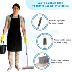 Stainless Steel Wire Scrub Brush with Long Handle for Deck, Concrete, Patio Floo