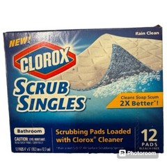 2 x Clorox Scrub Singles Bathroom Scrubbing Loaded Rain Clean 12 Pads ~ Open Box