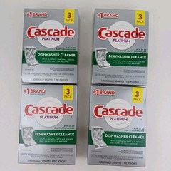 4 Cascade Platinum Dishwasher Cleaner 3 Packs — 4 Boxes NEW UNOPENED