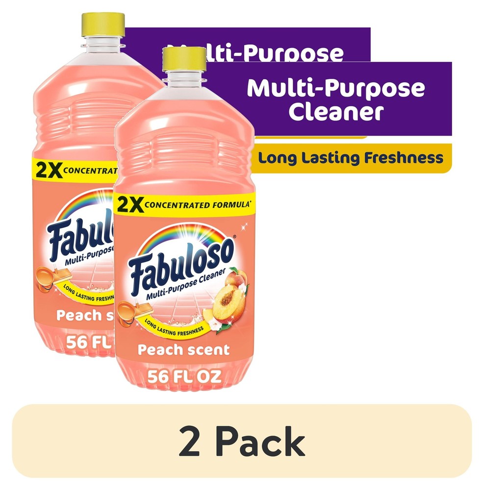 (2 pack) 2X Multi-Purpose Cleaner, No Rinse Floor Cleaner, Peach Scent, 56 fl oz