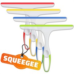 4 Pcs Handheld Squeegee with Hanging Hook for Glass Doors Windows Tiles