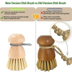 2 Pack Wooden Dish Brush, Compact Palm Dish Scrubber with Soft Rubber Hanging…