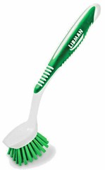 Green KITCHEN sCrUb BRUSH rOund Dish scrubber w/10″ Rubber Grip Handle Libman 45