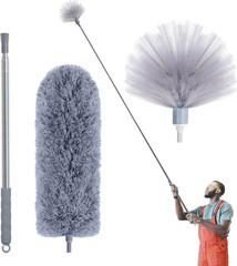 Cobweb Duster with Extension Pole, Spider Web Brush & Ceiling Cleaning Kit, 100″