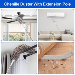 Microfiber Duster With Extension Polestainless Steel 30 To 100 Inches Washable