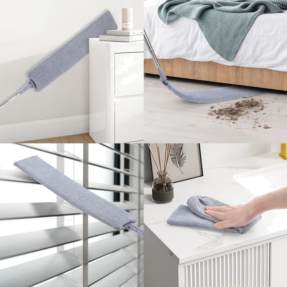 Eco-Friendly Retractable Gap Duster with Ergonomic Handle & Microfiber Cloths