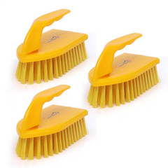 Yellow Scrub Brushes for Household Cleaning with Ergonomic Iron Shaped Handle fo