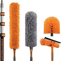 High Reach Duster Kit: 12ft Extension Pole, Window Washer, Cobweb & Fan Duster