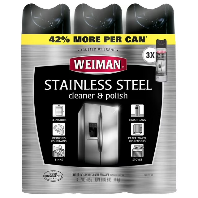 Weiman Stainless Steel Kitchen and Home Appliance Cleaner & Polish, 17 oz., 3 pk