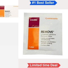 Adhesive Remover Wipes 50 Count Gentle Painless Residue Cleaner with Aloe