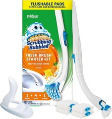 Citrus Scent Disposable Toilet Cleaning Wand Kit With Stand 4 Flushable Refill