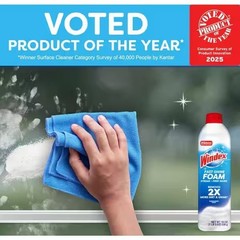 Windex 19 oz. Glass Cleaner Fast Shine Foam, Rainshower Scent Streak-Free Shine