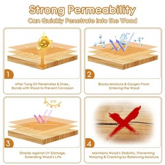Tung Oil for for Wood Finishing,Food Safety for Furniture & Countertop,100% Pure