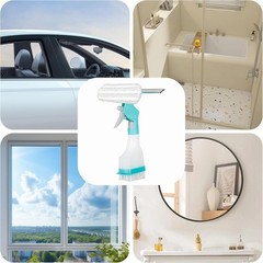4 in 1 Window Cleaner Tool with Squeegee & Sprayer, 10″ Streak-Scraper Kit with