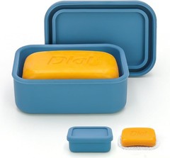 Leak Proof Silicone Travel Soap Case with Drain Pad, Shatterproof Compact Bar