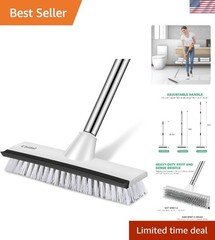 Floor Scrub Brush with Adjustable Handle Heavy Duty Stiff Bristle Tile Shower…