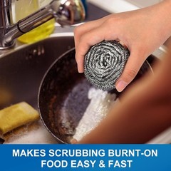 10 Pack Stainless Steel Scrubber, Steel Wool Srubber for Scouring Stubborn Messe