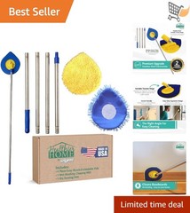 Long Handle Wall Cleaner Extendable Ceiling Duster Baseboard Microfiber Wash