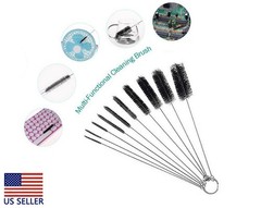 10-Pack Nylon Straw Cleaning Brushes–Stainless Steel Wire Drink Pipe Cleaner Kit