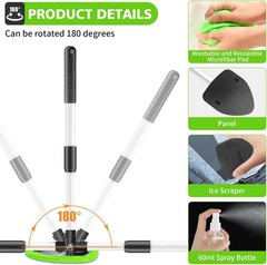 Car Windshield Cleaner Tool Extendable Handle 8 Microfiber Pads Glass Wiper Kit
