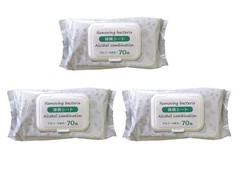 Wet Wipes, 3 packs of 70-Wipe, extra-large (180mm × 200mm) and thick, 210 Sheets