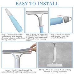 3 in 1 Window Cleaning Scraper with Spray,Glass Squeegee with Removable Hook-…