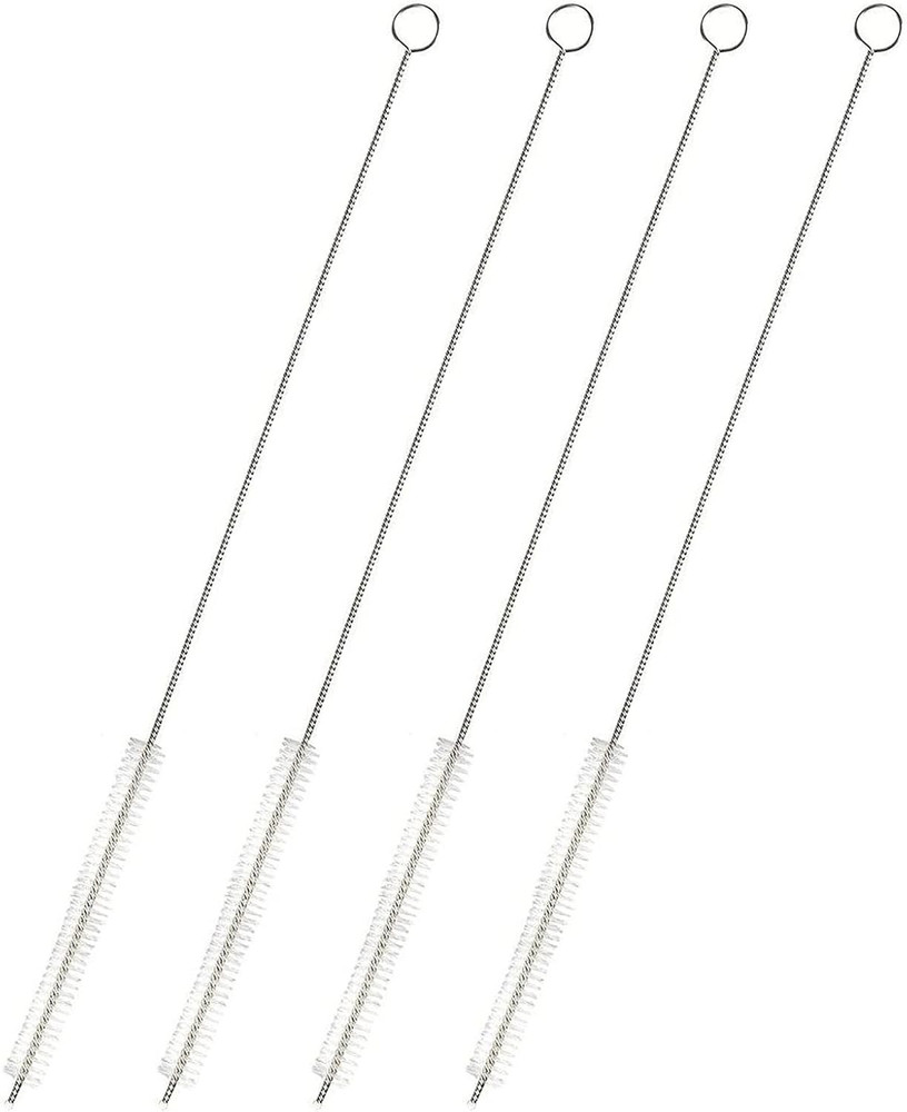 Straw Cleaner Brush – 12 In, Silver & White, 4-Pack – Stainless Steel Straw Clea
