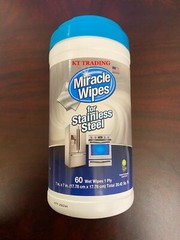 Miracle Brand STAINLESS STEEL APPLIANCE RANGE Streak-Free Cleaner Wipes 60ct