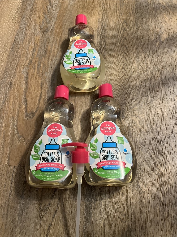 X3 Dapple Bottle & Dish Soap Fragrance Free 16.9oz EA Plant-Based NIB