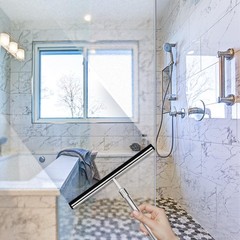 Shower Squeegee with Long Handle and Adhesive Hook. for Glass Doors, Tile Wal…