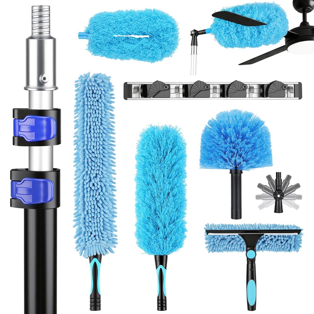 20ft High Reach Extendable Duster Kit with 5-12ft Extension Pole – Ceiling Fa…