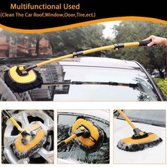 15° Curved Car Cleaning Brush with Telescopic Handle 43″Aluminum Alloy Long Rod