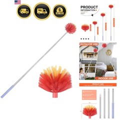 Cobweb Duster with Extension Pole, 59″ Adjustable Stainless Steel Pole, Washa…